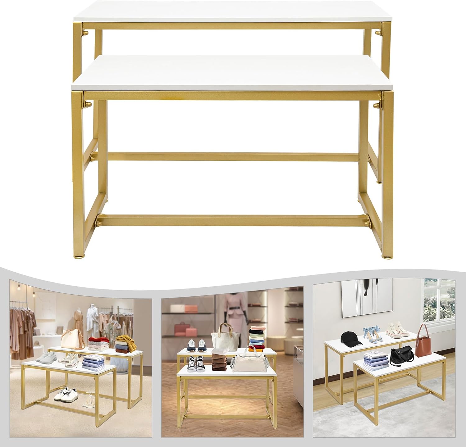 2-Piece Set Gold Modern Nestin - Display Risers Set review and price