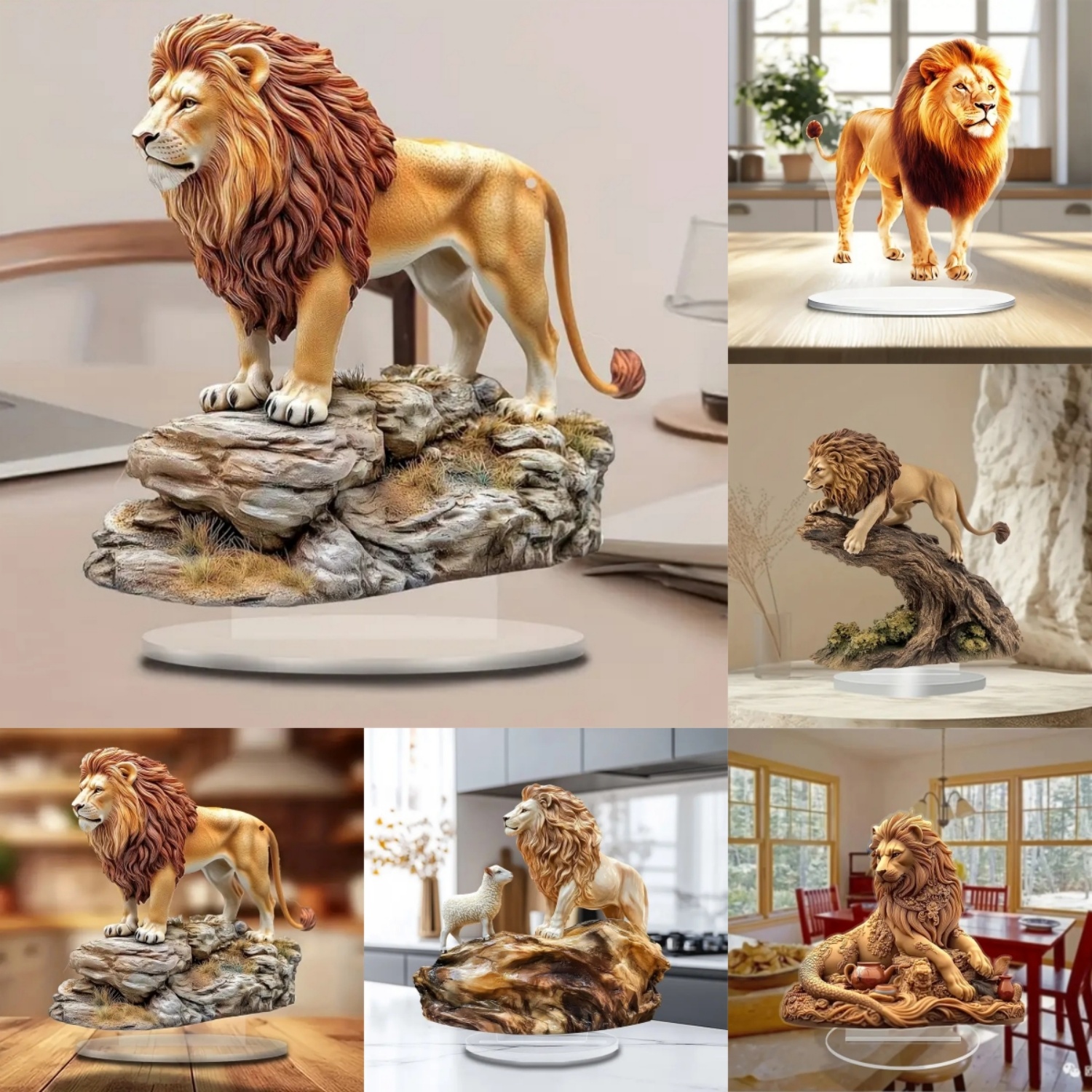 Male Lion Statue,2D Flat Anima - Display Case Acrylic review and price
