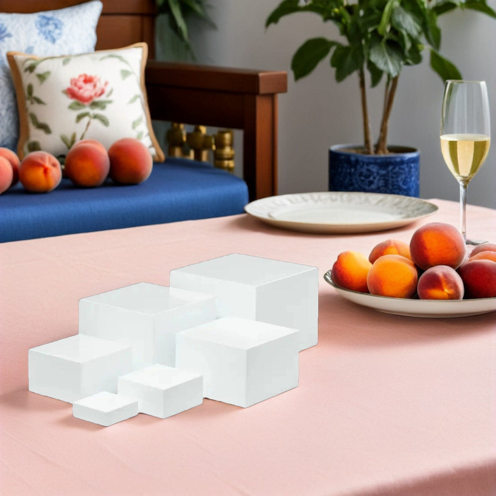 6Pcs Minimalist White Plastic  - Display Risers Set review and price