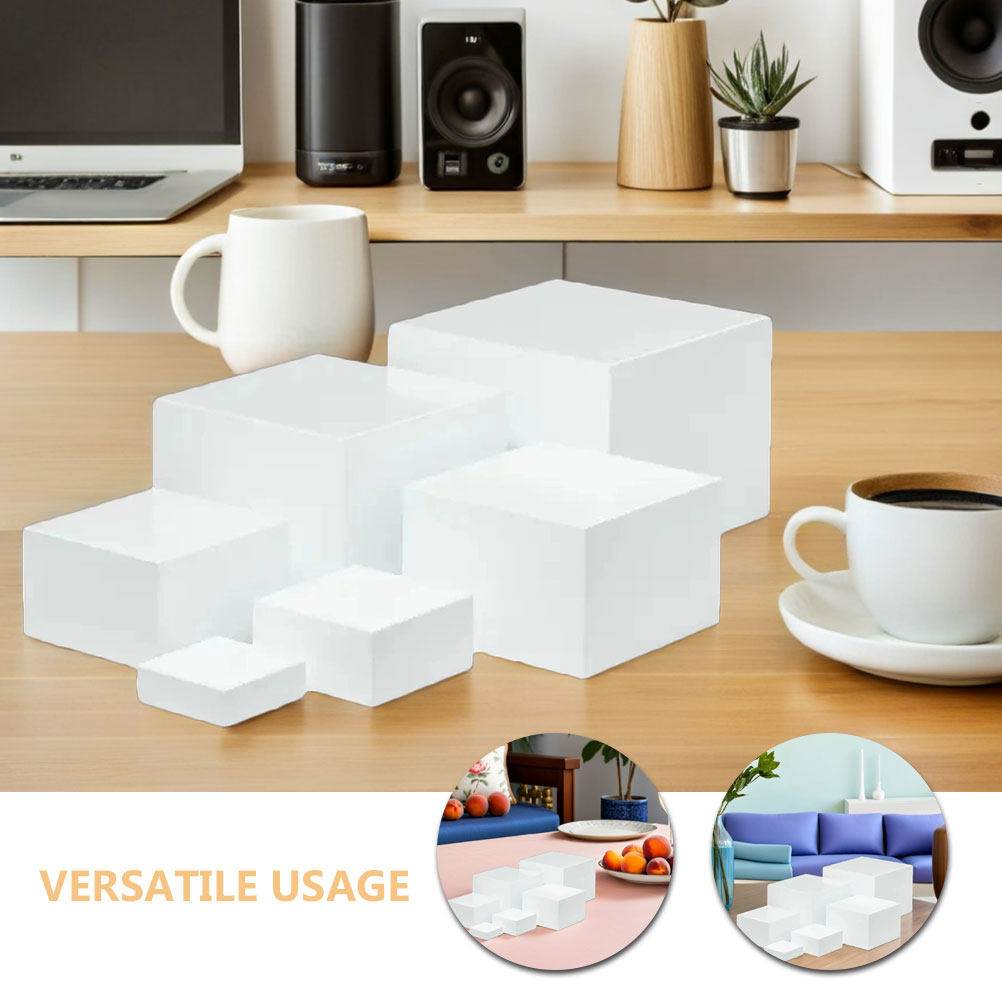 6Pcs Minimalist White Plastic  - Display Risers Set review and price